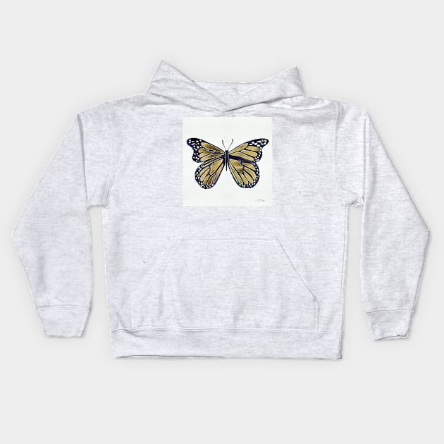 Gold Butterfly Kids Hoodie by CatCoq